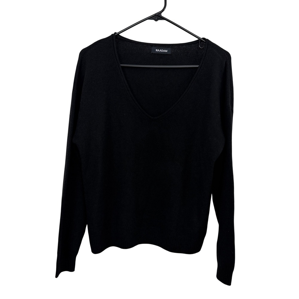 NAADAM Sweater Womens Small Black Cashmere V Neck Long Sleeve Pullover Luxury